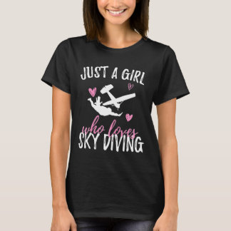 T-shirt Juste Une Fille Qui Aime Le Saut D'Avion En Parach