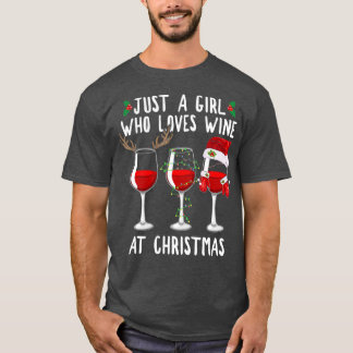 T-shirt Juste Une Fille Qui Aime Le Verre À Vin À Noël