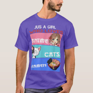 T-shirt Juste Une Fille Qui Aime Les Chats Anime Et Ramen 