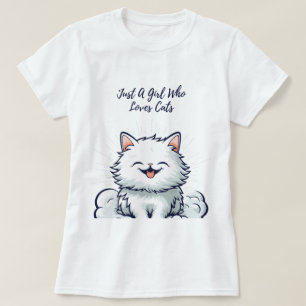 T-shirt Juste Une Fille Qui Aime Les Chats - Cute Blanc Fl