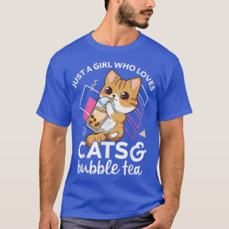 T-shirt Juste une fille qui aime les chats et bulle thé An