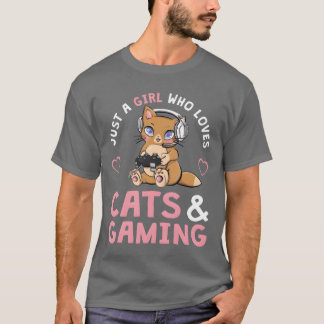T-shirt Juste Une Fille Qui Aime Les Chats Et Jouer Mignon