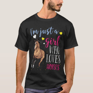 T-shirt Juste Une Fille Qui Aime Les Chevaux Cute Horse Ri