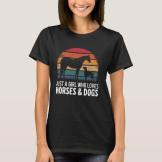T-shirt Juste une fille qui aime les chevaux et les chiens