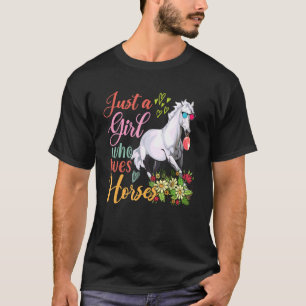 T-shirt Juste Une Fille Qui Aime Les Chevaux Floral Horse 