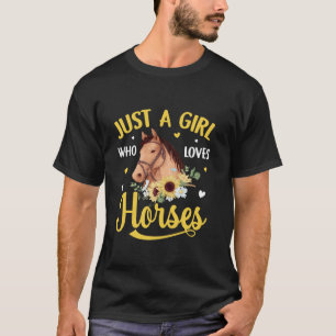 T-shirt Juste une fille qui aime les chevaux tournesols fe
