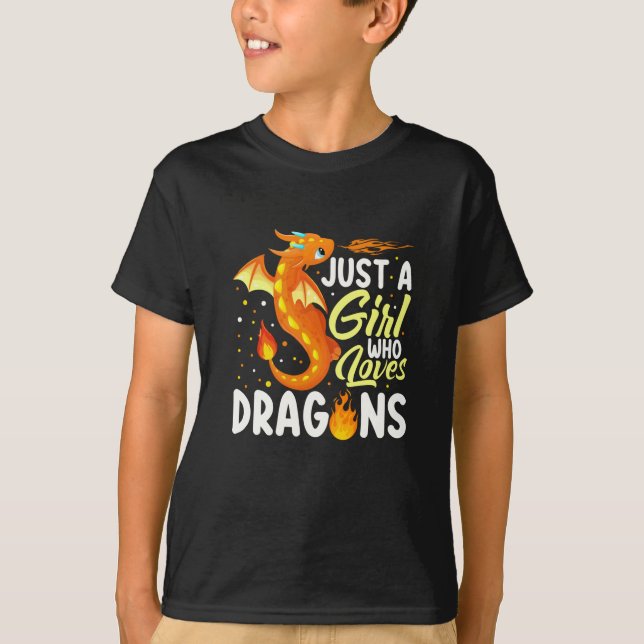T-shirt Juste une fille qui aime les dragons adorables (Devant)