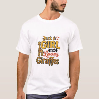 T-shirt Juste Une Fille Qui Aime Les Girafes Vintage Vecto