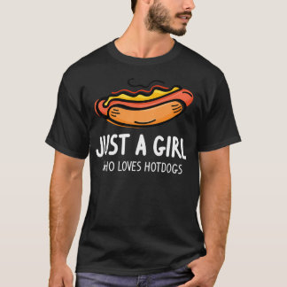 T-shirt Juste Une Fille Qui Aime Les Hot-Dogs Femme Drôle 