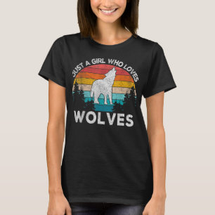 T-shirt Juste Une Fille Qui Aime Les Loups Retro Wolf Love