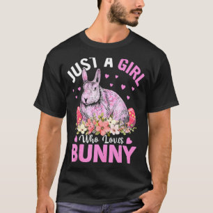 T-shirt Juste Une Fille Qui Aime Les Oeufs De Lapin Fleurs