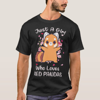 T-shirt Juste Une Fille Qui Aime Les Pandas Rouges (2)