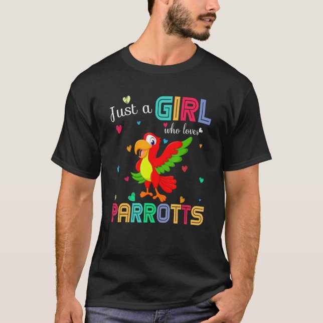 T-shirt Juste Une Fille Qui Aime Les Parrotts Graphique Mi (Devant)