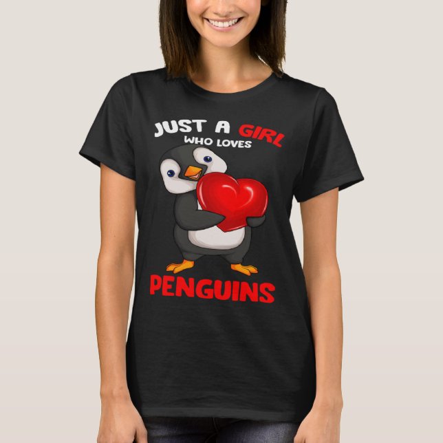 T-shirt Juste une fille qui aime les pingouins enfants fil (Devant)