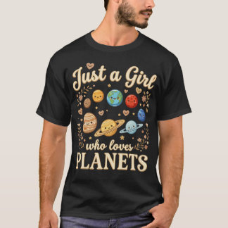 T-shirt Juste Une Fille Qui Aime Les Planètes Mignon Espac