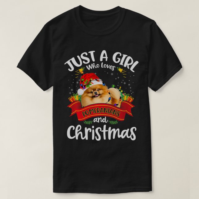 T-shirt Juste une fille qui aime les Poméraniens et le Fon (Design devant)