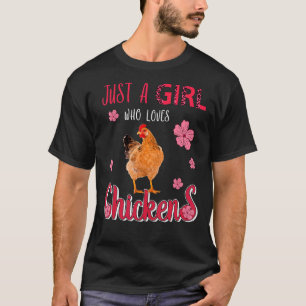 T-shirt Juste une fille qui aime les poules  Fleurs léopar