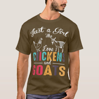 T-shirt Juste une fille qui aime les poulets et les chèvre