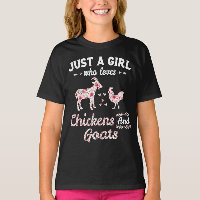 T-shirt Juste Une Fille Qui Aime Les Poulets Et Les Chèvre (Devant)