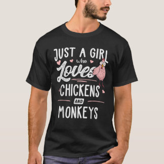 T-shirt Juste Une Fille Qui Aime Les Poulets Et Les Singes