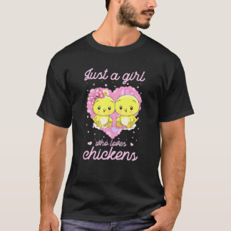 T-shirt Juste Une Fille Qui Aime Les Poulets Mignonnes Pou
