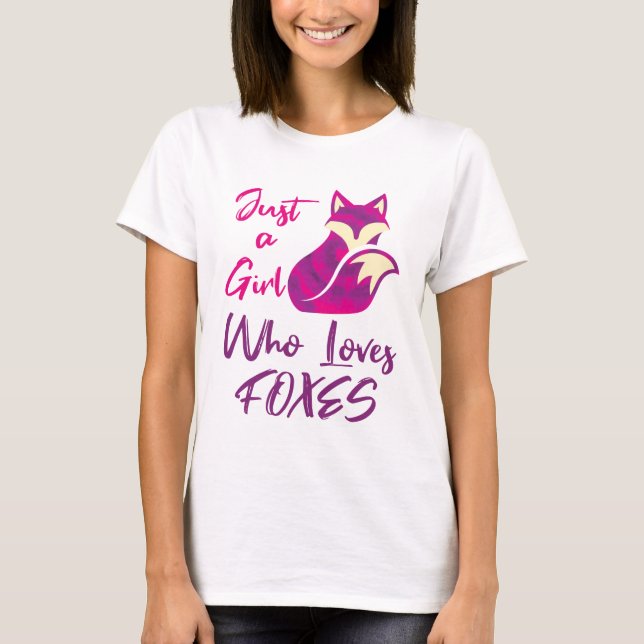 T-shirt Juste une fille qui aime les renards aquarelle Fox (Devant)
