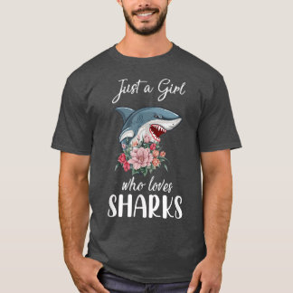 T-shirt Juste une fille qui aime les requins 485