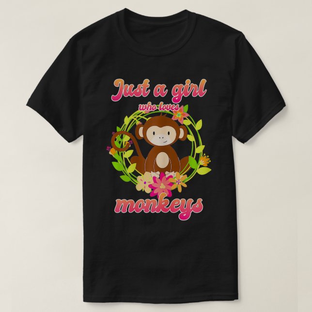 T-shirt Juste Une Fille Qui Aime Les Singes Drôle Mignonne (Design devant)