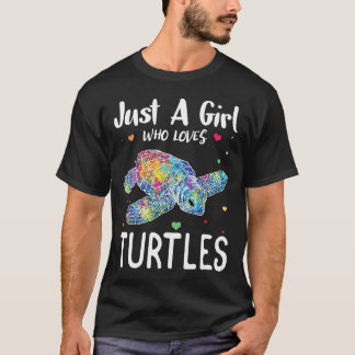 T-shirt Juste une fille qui aime les tortues Aquarelle Océ