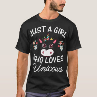 T-shirt Juste Une Fille Qui Aime Les Unicows Vache Unicorn