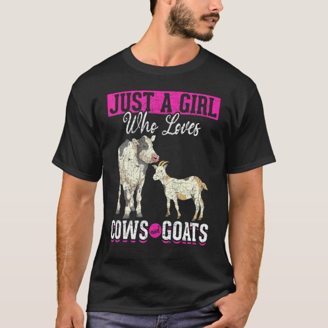 T-shirt Juste Une Fille Qui Aime Les Vaches Et Les Chèvres (Devant)