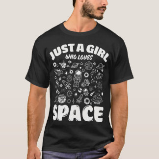 T-shirt Juste Une Fille Qui Aime L'espace  Planètes Amoure