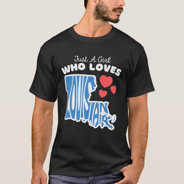 T-shirt Juste Une Fille Qui Aime Louisiane Filles Mignonne (Devant)