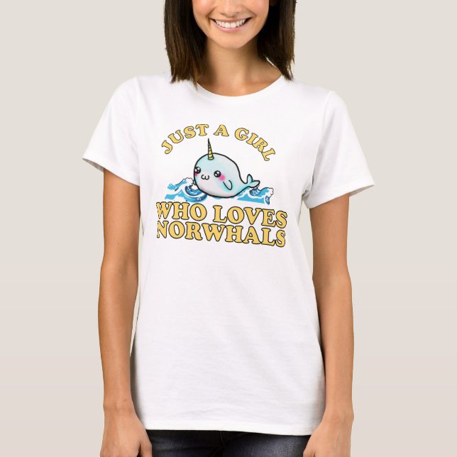 T-shirt Juste une fille qui aime Narwhal (Devant)