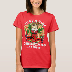 T-shirt Juste une fille qui aime Noël et Anime Elf