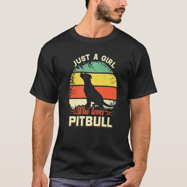 T-shirt Juste Une Fille Qui Aime Pitbull Avec Rétro Pour P (Devant)