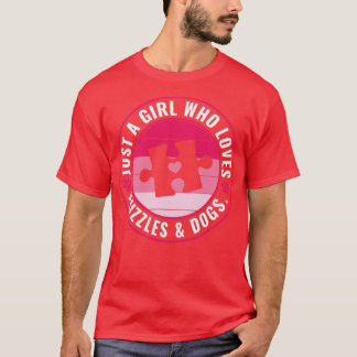 T-shirt Juste une fille qui aime Puzzle et Chiens Puzzle d