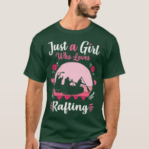 T-shirt Juste une fille qui aime Rafting rose Retro Vintag