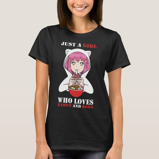 T-shirt Juste une fille qui aime Ramen et Boba (Devant)