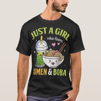 T-shirt Juste une fille qui aime Ramen et Boba Anime Bubbl