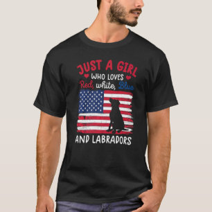 T-shirt Juste Une Fille Qui Aime Rouge Blanc Bleu Labrador