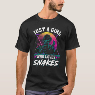 T-shirt Juste une fille qui aime serpents Retro 80s Style 