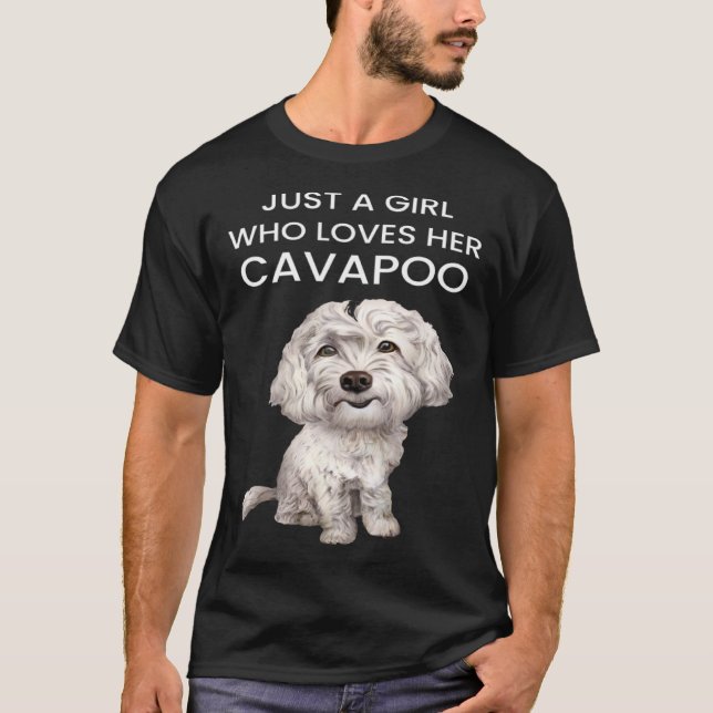 T-shirt Juste une fille qui aime son Cavapoo blanc Cavapoo (Devant)