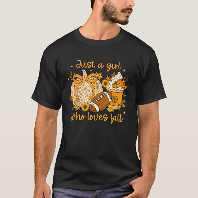 T-shirt Juste Une Fille Qui Aime Tomber Citrouille Confort (Devant)