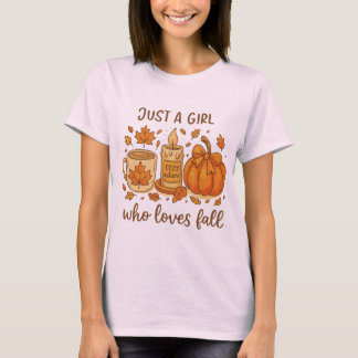 T-shirt Juste une fille qui aime tomber Cosy Citrouille d'