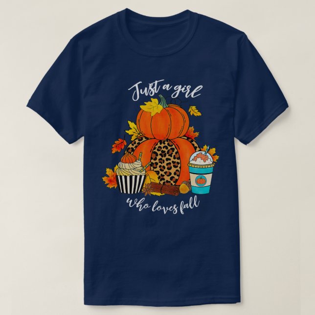 T-shirt Juste Une Fille Qui Aime Tomber Érable Automne Cut (Design devant)