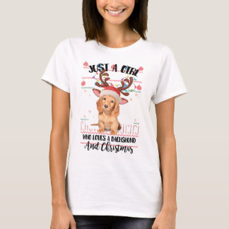 T-shirt Juste une fille qui aime un teckel et un Noël
