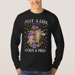 T-shirt Juste Une Fille Qui Aime Vaches & Cochons Avec Fle