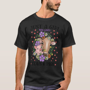 T-shirt Juste Une Fille Qui Aime Vaches & Cochons Avec Fle