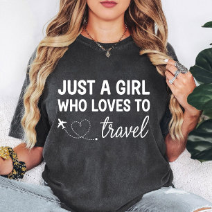 T-shirt Juste Une Fille Qui Aime Voyager Avion Cœur